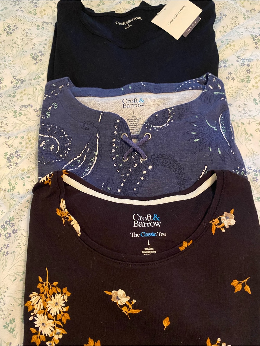 Three Croft & Barrow Shirts. Large. New with tag & without.  Make offer.